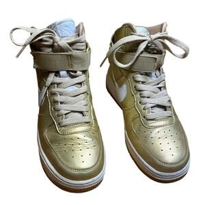 Nike NikeLab 2015 Air Force 1 High Metallic Gold Sneakers 823297 US 6 / W 7.5